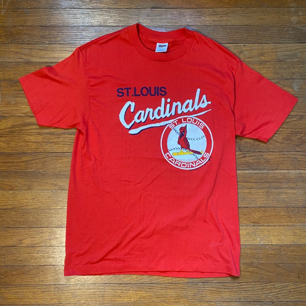 Vintage 1987 St. Louis Cardinals Shirt Trench MLB Red Single Stitch Mens M